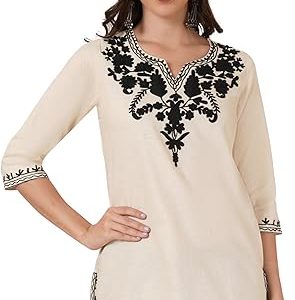 Women’s Pure Cotton Embroidered Short Kurti Top | Cotton Top| Women’s Kurta
